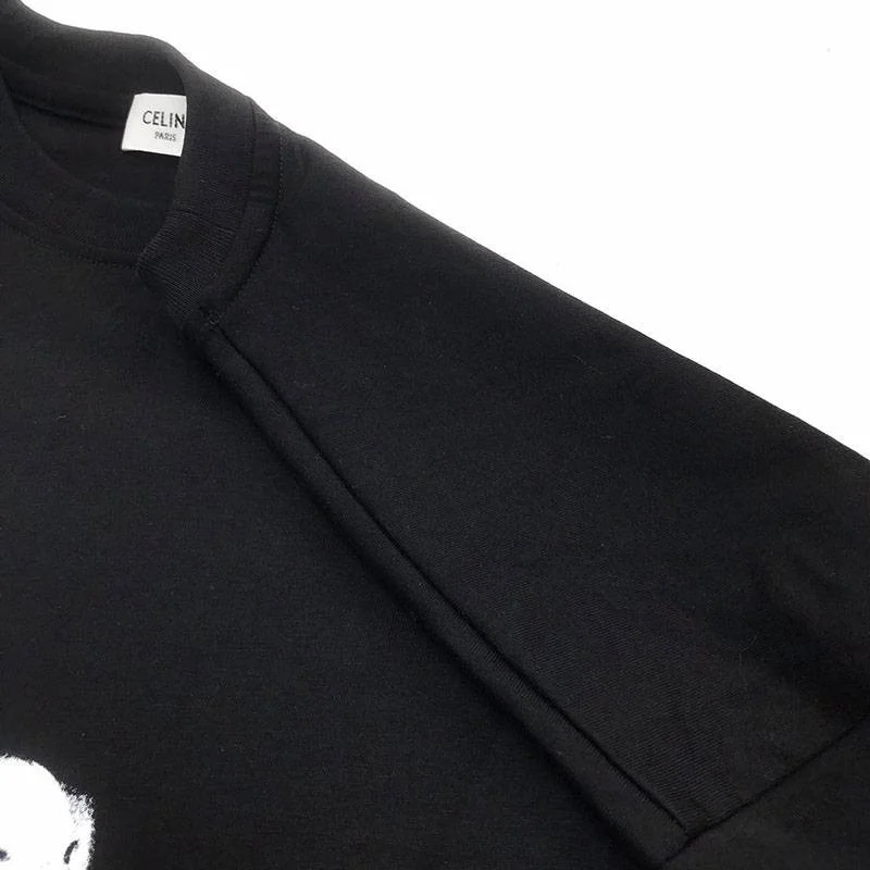 人気No1セリーヌ アーティストプリント ルーズTシャツ 偽物/ コットン ブラック Cez86971
