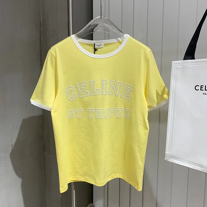 新作 大人気 セリーヌ サントロペコットンフロックTシャツ偽物 Cez89396