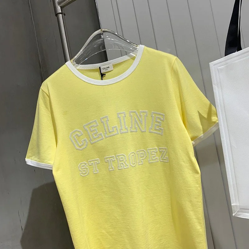 新作 大人気 セリーヌ サントロペコットンフロックTシャツ偽物 Cez89396