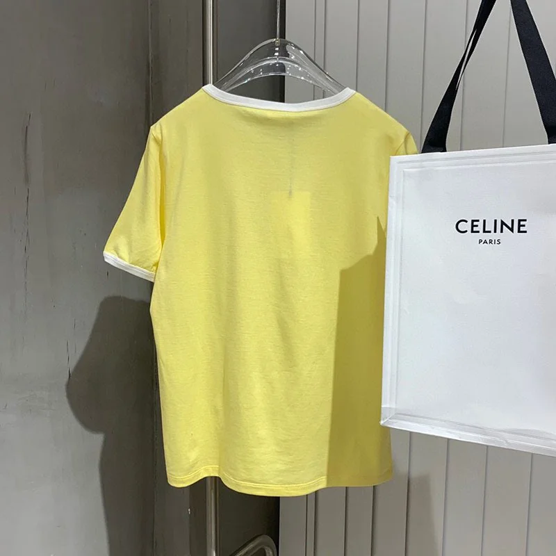 新作 大人気 セリーヌ サントロペコットンフロックTシャツ偽物 Cez89396