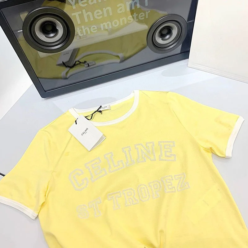 新作 大人気 セリーヌ サントロペコットンフロックTシャツ偽物 Cez89396