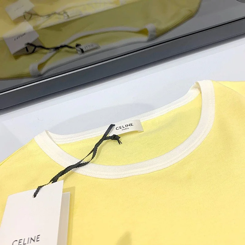 新作 大人気 セリーヌ サントロペコットンフロックTシャツ偽物 Cez89396