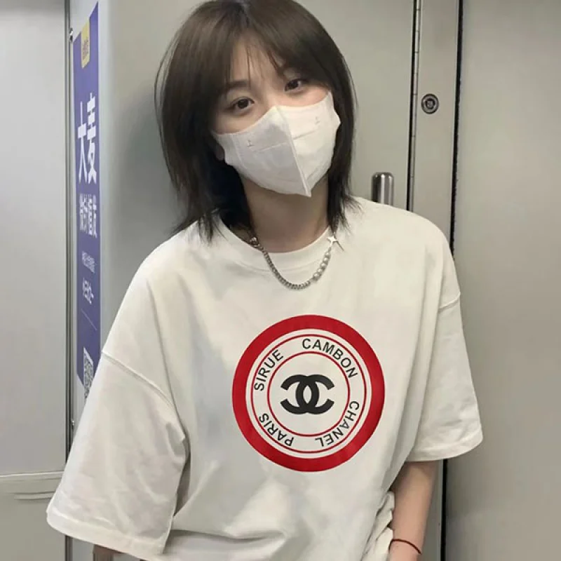 シャネル Tシャツ 偽物 半袖 コットン ロゴ ホワイト sho02448
