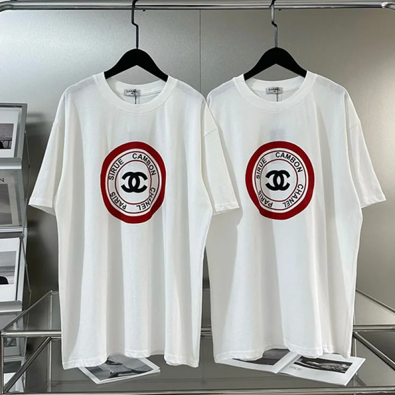 シャネル Tシャツ 偽物 半袖 コットン ロゴ ホワイト sho02448
