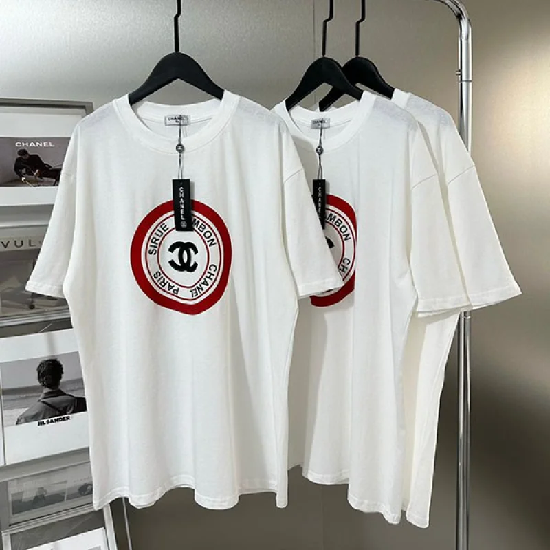 シャネル Tシャツ 偽物 半袖 コットン ロゴ ホワイト sho02448