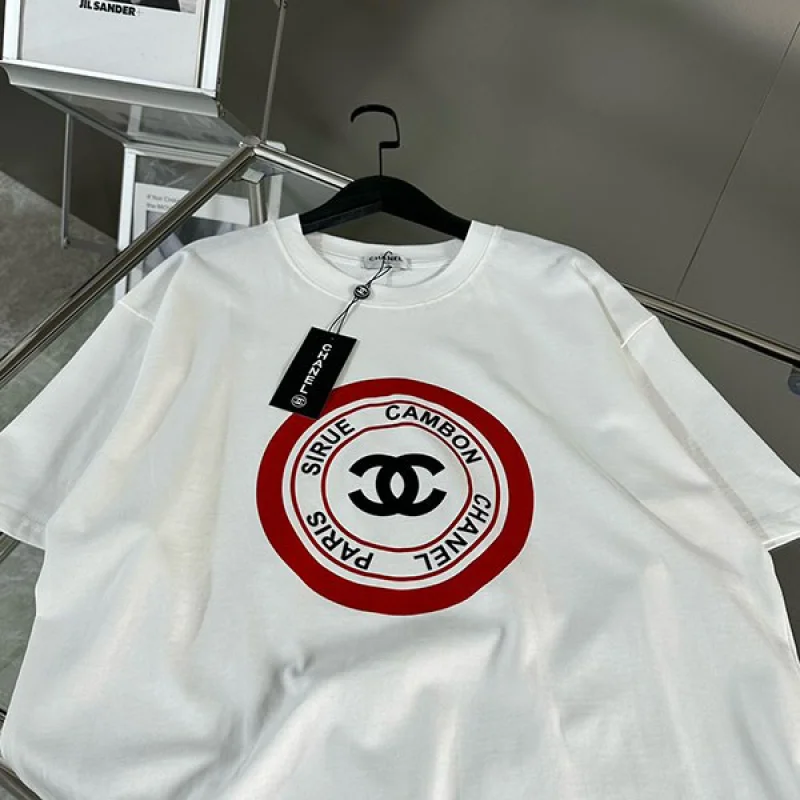 シャネル Tシャツ 偽物 半袖 コットン ロゴ ホワイト sho02448