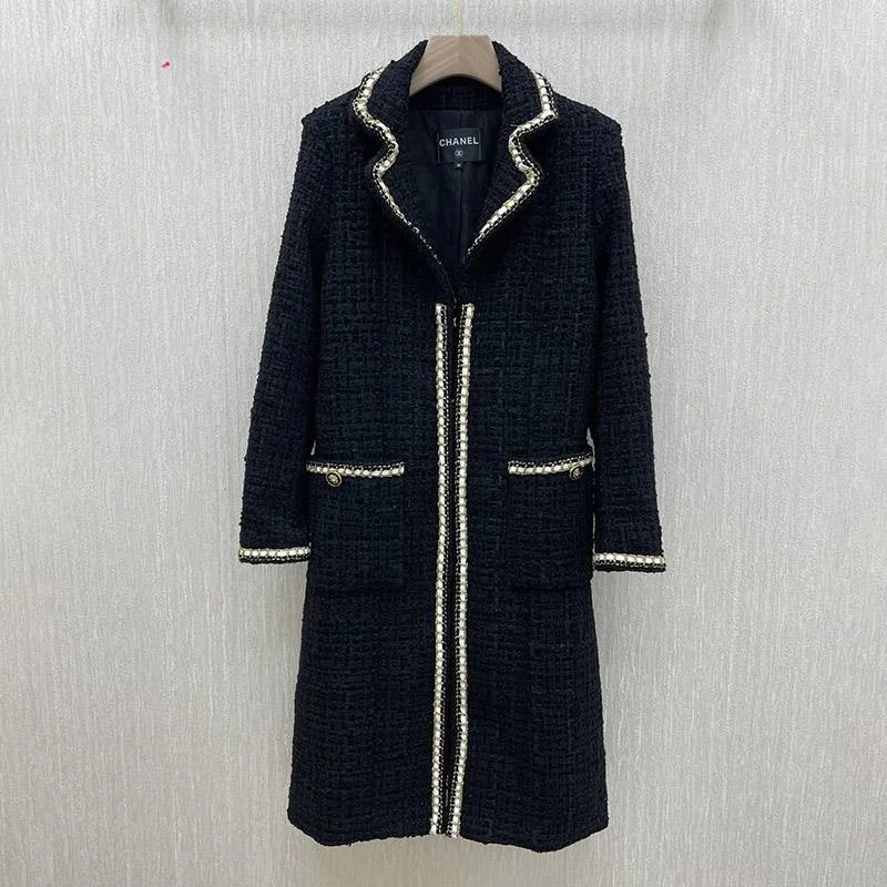 大人気!☆シャネル☆ 上品♪ RECAP ツイードダブルコート/ブラック shs43689