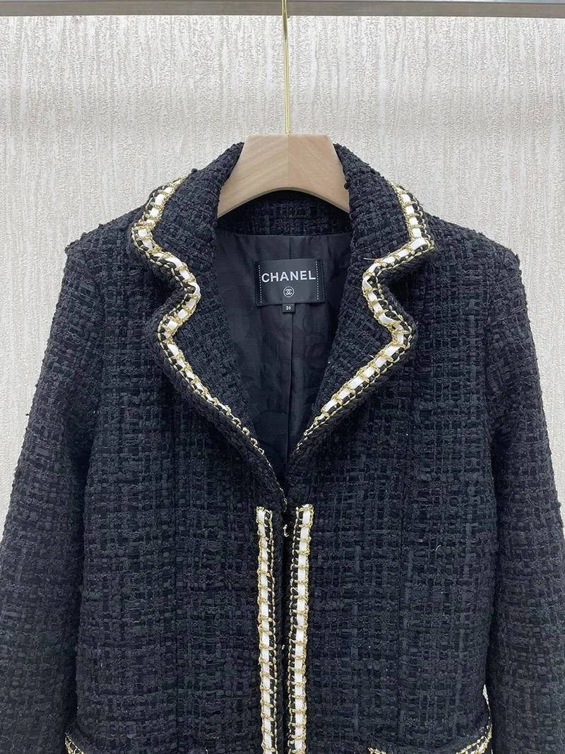 大人気!☆シャネル☆ 上品♪ RECAP ツイードダブルコート/ブラック shs43689