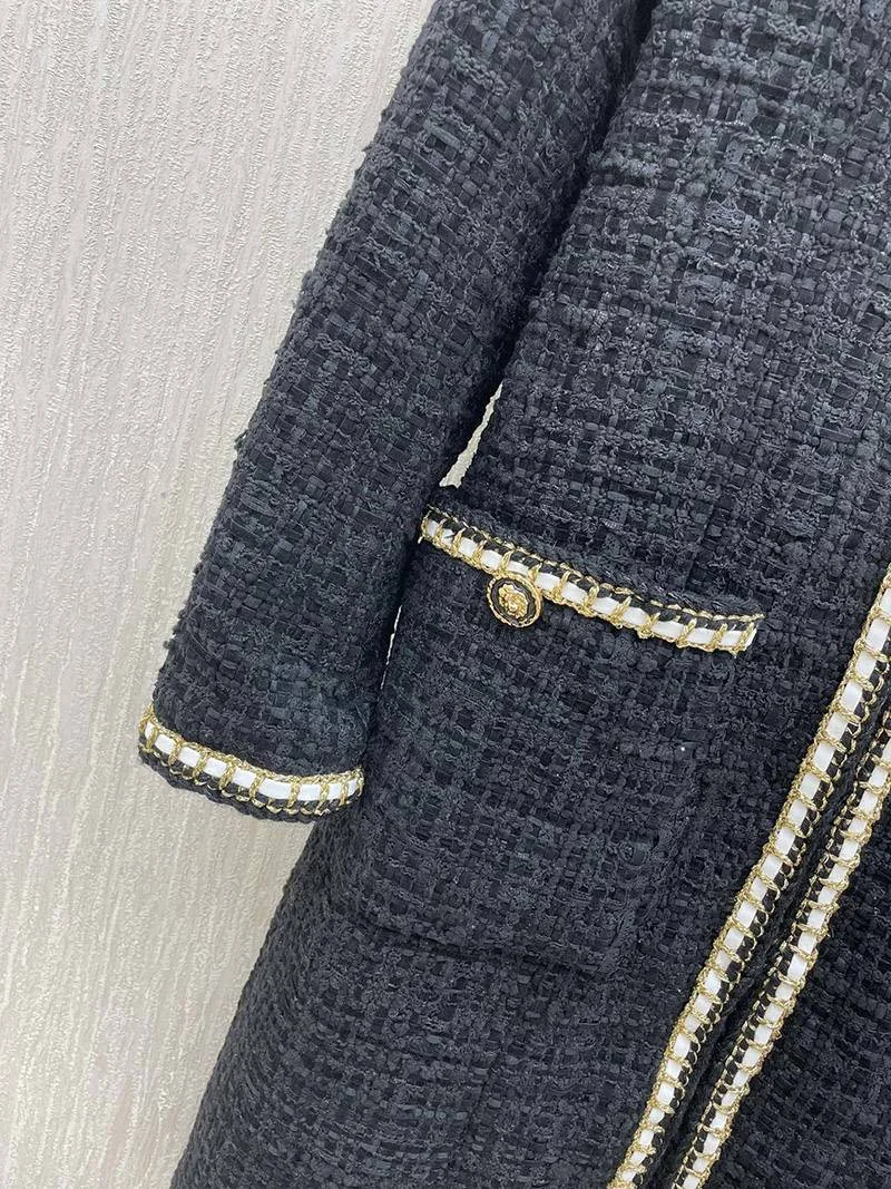 大人気!☆シャネル☆ 上品♪ RECAP ツイードダブルコート/ブラック shs43689