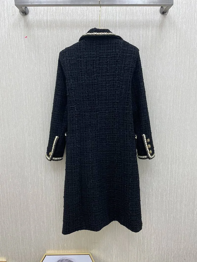 大人気!☆シャネル☆ 上品♪ RECAP ツイードダブルコート/ブラック shs43689