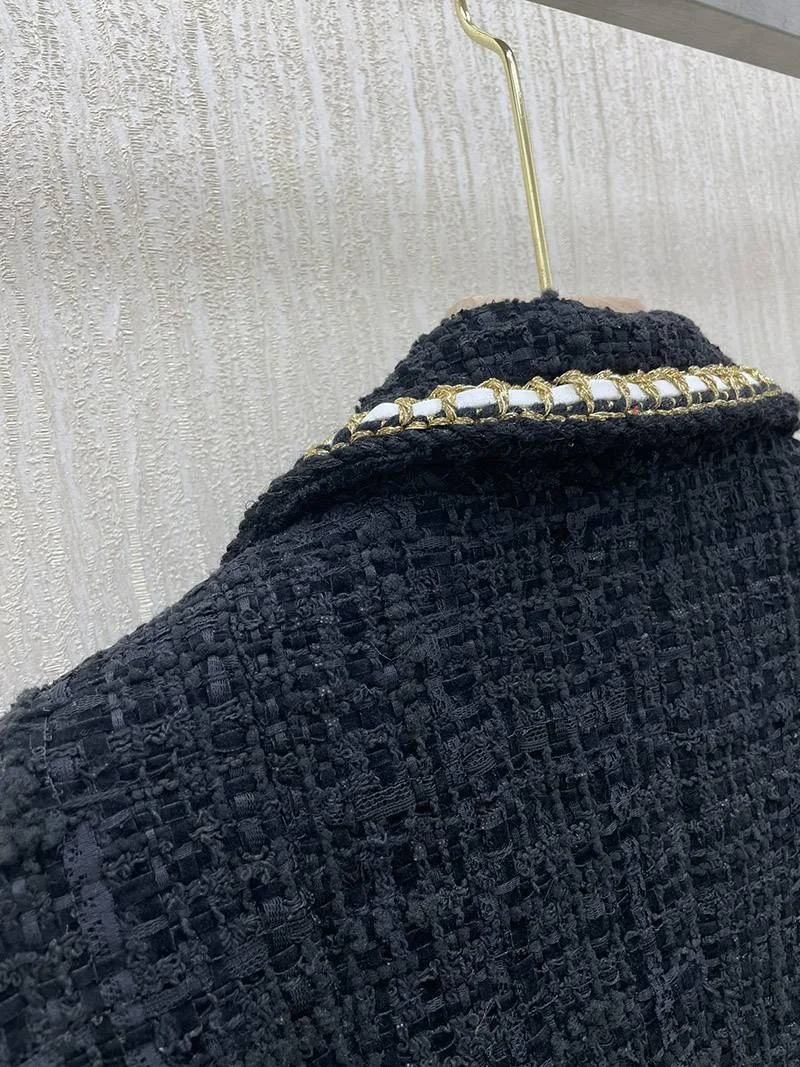 大人気!☆シャネル☆ 上品♪ RECAP ツイードダブルコート/ブラック shs43689