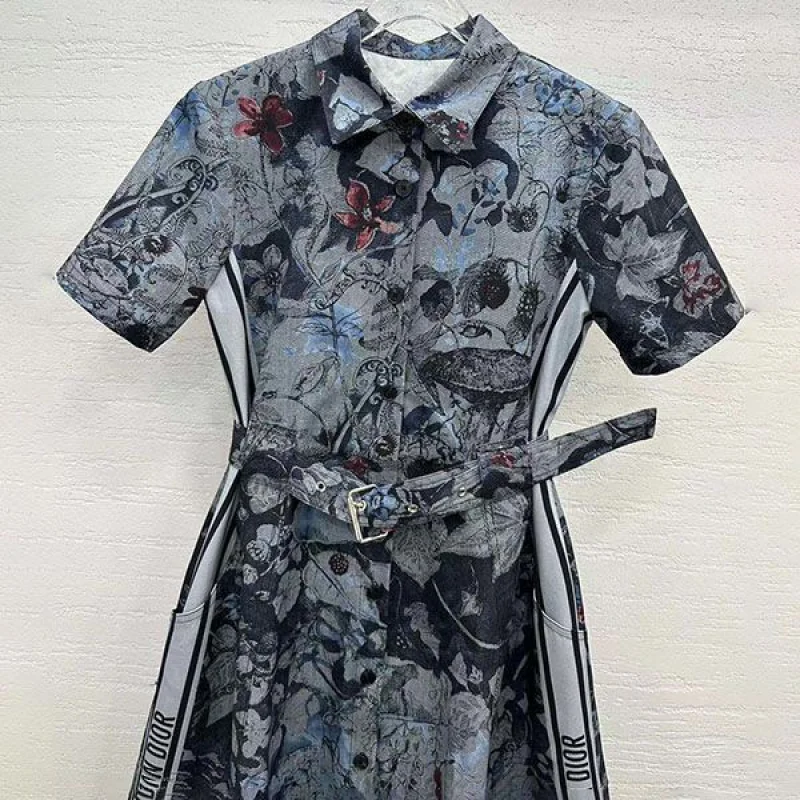 使い勝手良しディオール コピー Toile de Jouy柄 コットン 半袖シャツドレス 251R81B3802X1821