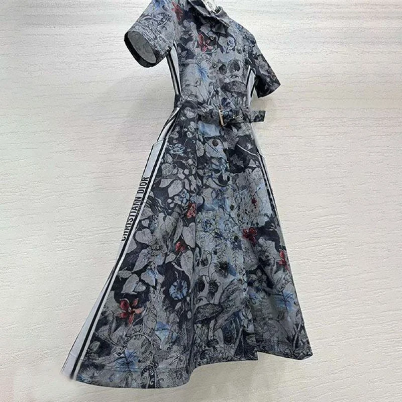 使い勝手良しディオール コピー Toile de Jouy柄 コットン 半袖シャツドレス 251R81B3802X1821