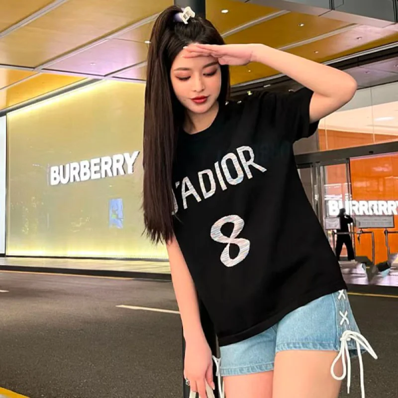 ★日本!!人気!かっこ可愛い♡ ディオール JADIOR ロゴ コットン Tシャツ 偽物 dei71683