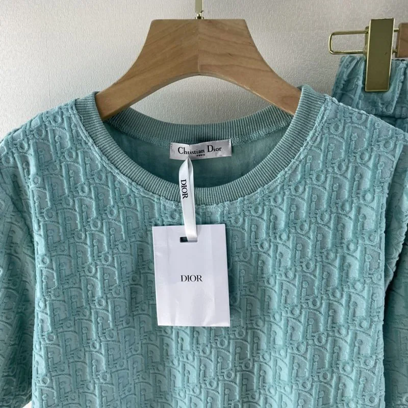 21-22AWディオール Tシャツ コピー オブリーク ラウンドネック テリーコットン 上下セット dei74877
