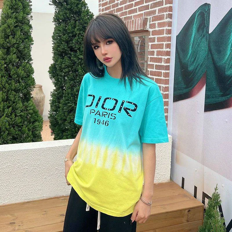 人気急上昇ディオール コピー グラデーション ロゴ コットン Tシャツ dek47597