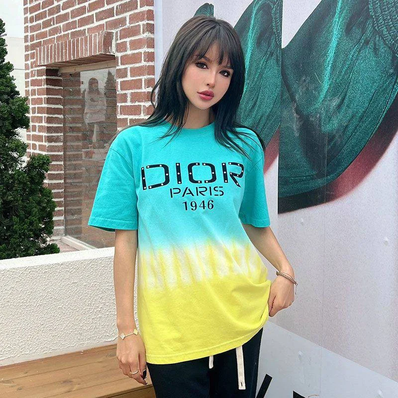 人気急上昇ディオール コピー グラデーション ロゴ コットン Tシャツ dek47597