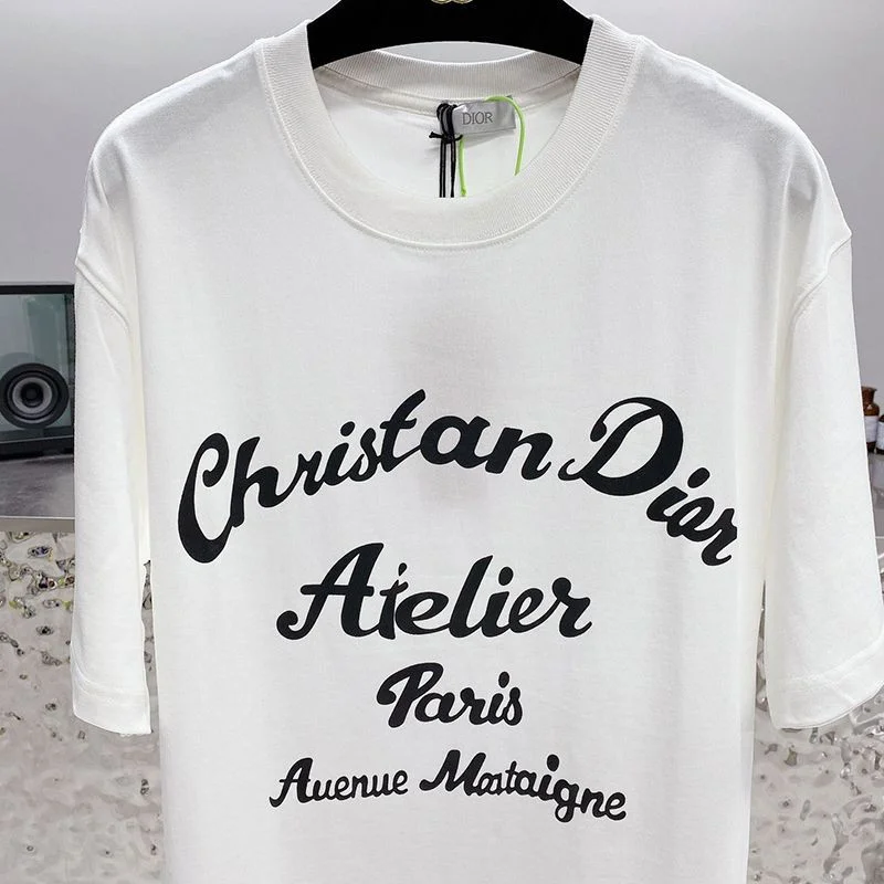 21AW新作◆上質 ディオール Tシャツ 偽物 シンプル ロゴ刺繍入り コットンジャージー dep21203