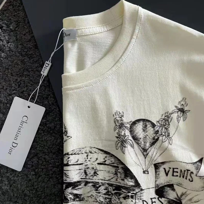 可愛い◆上質 ディオール Tシャツ 偽物 シンプル ロゴ刺繍入り コットンジャージー des48459