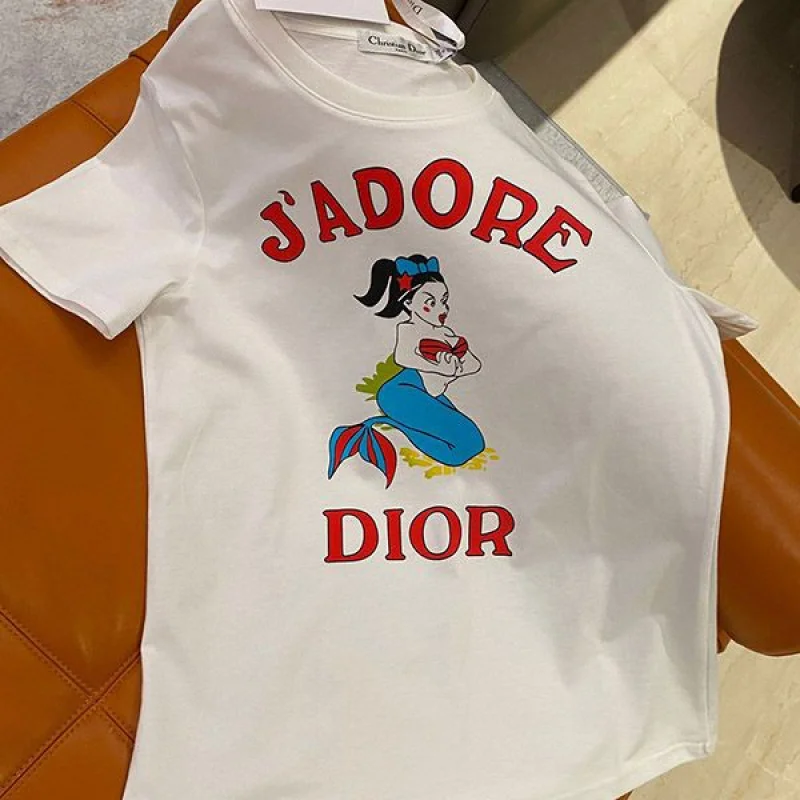 一目惚れ♪ディオール マーメイド 半袖Tシャツ 偽物 白 ホワイト det10069