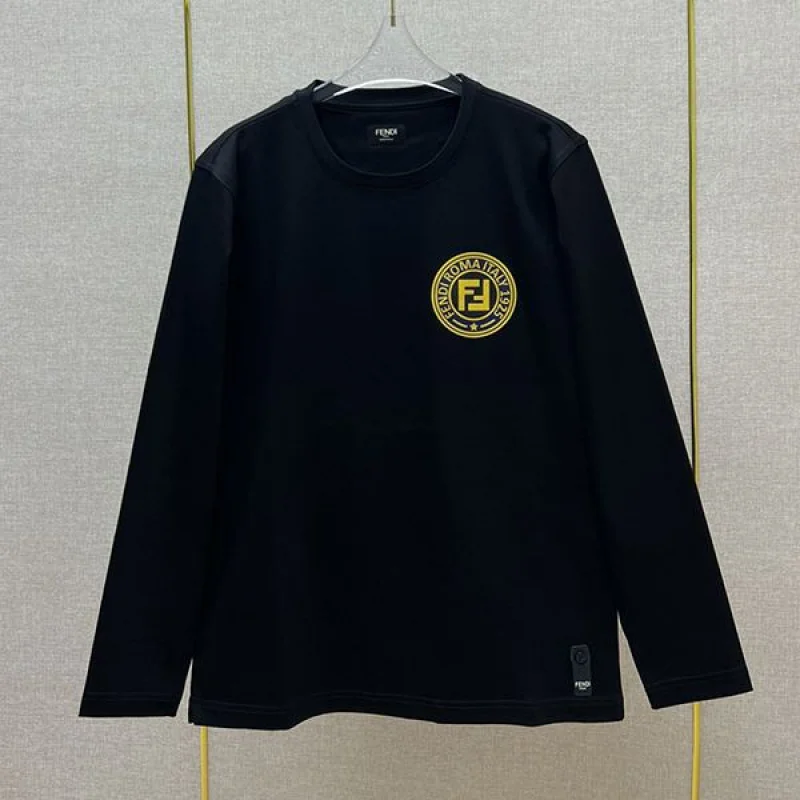 入手困難フェンディ アジュール刺繍FF 長袖クルーネック Tシャツ コピー 2色 fee86210