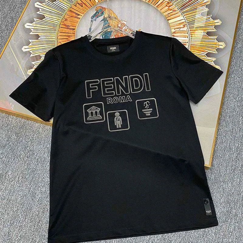 稀少 フェンディ ROMA ロゴ クルーネック コピー Tシャツ fez50771