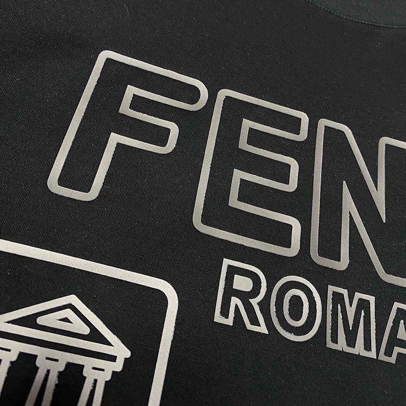 稀少 フェンディ ROMA ロゴ クルーネック コピー Tシャツ fez50771
