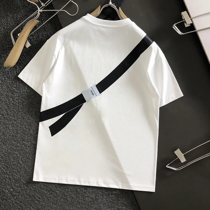 定番フェンディ ホワイト ジャージー 半袖 Tシャツ コピー fem81586