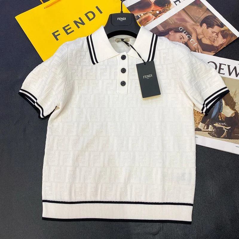 一目惚れ♪フェンディ ホワイトジャージー polo シャツ 半袖 偽物 fev57315