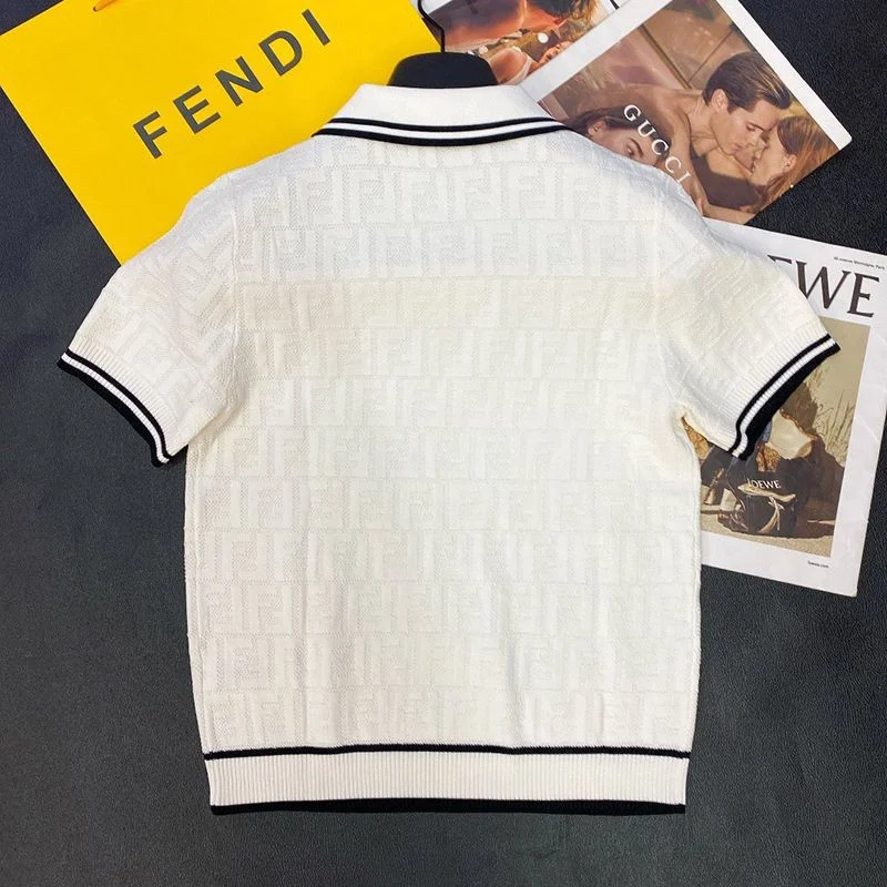 一目惚れ♪フェンディ ホワイトジャージー polo シャツ 半袖 偽物 fev57315