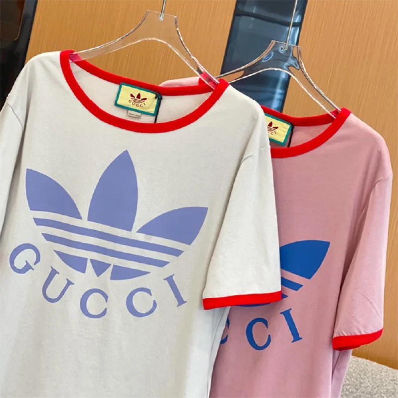希少色【コラボ★】アディダス×グッチ コピー コットン ジャージ Tシャツ 2色 702612XJEB15939