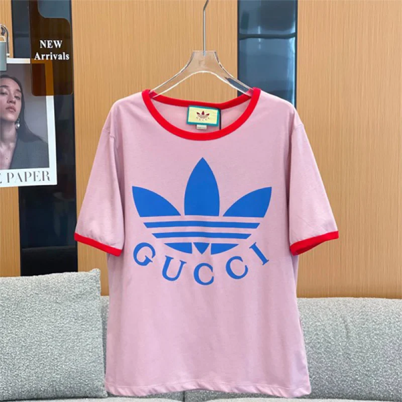 希少色【コラボ★】アディダス×グッチ コピー コットン ジャージ Tシャツ 2色 702612XJEB15939