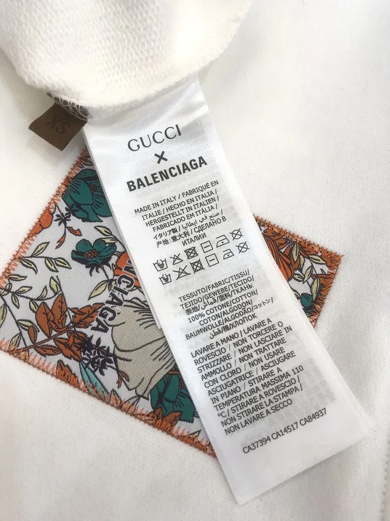 《大人気》バレンシアガ×グッチ スーパーコピー ホワイト コットンスウェットシャツ gub31507