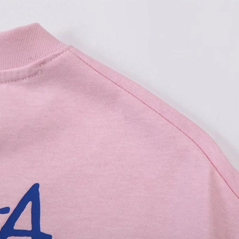 送料込グッチ バレンシアガ 偽物 コラボ ロゴ ピンクTシャツ guc85308