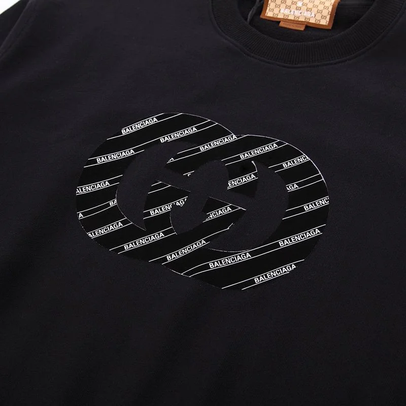希少色グッチ×バレンシアガ コピー ブラック GGロゴコットンスウェットシャツ gud55678