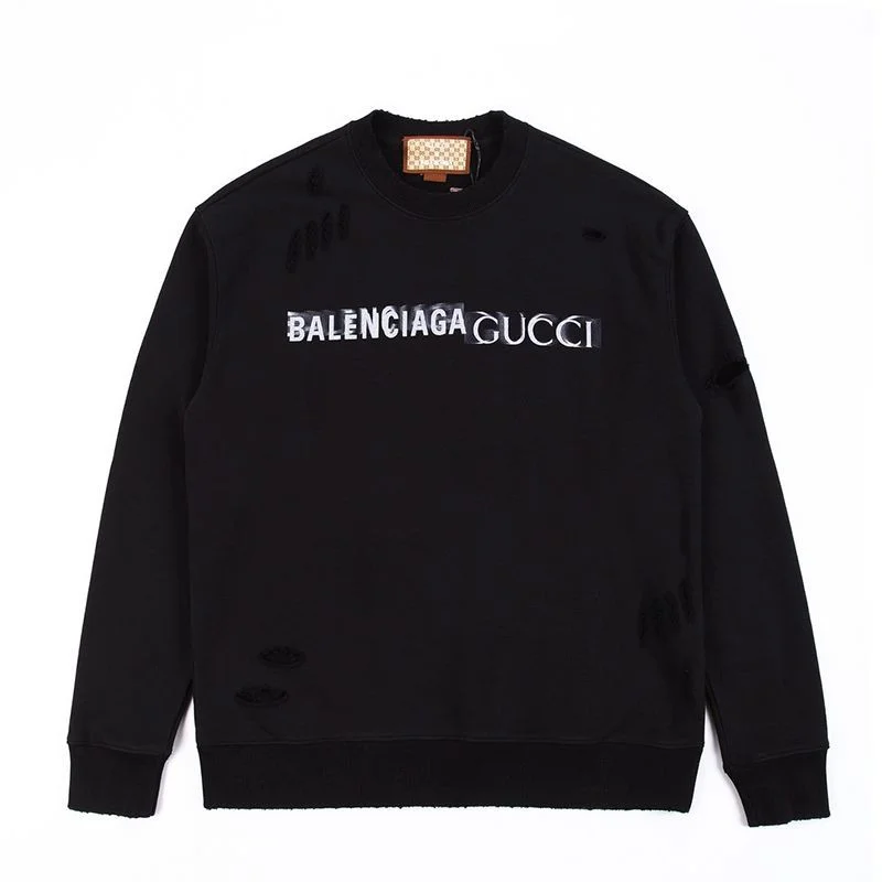 可愛いバレンシアガ×グッチ コットンスウェットシャツ コピー ブラック gug21022