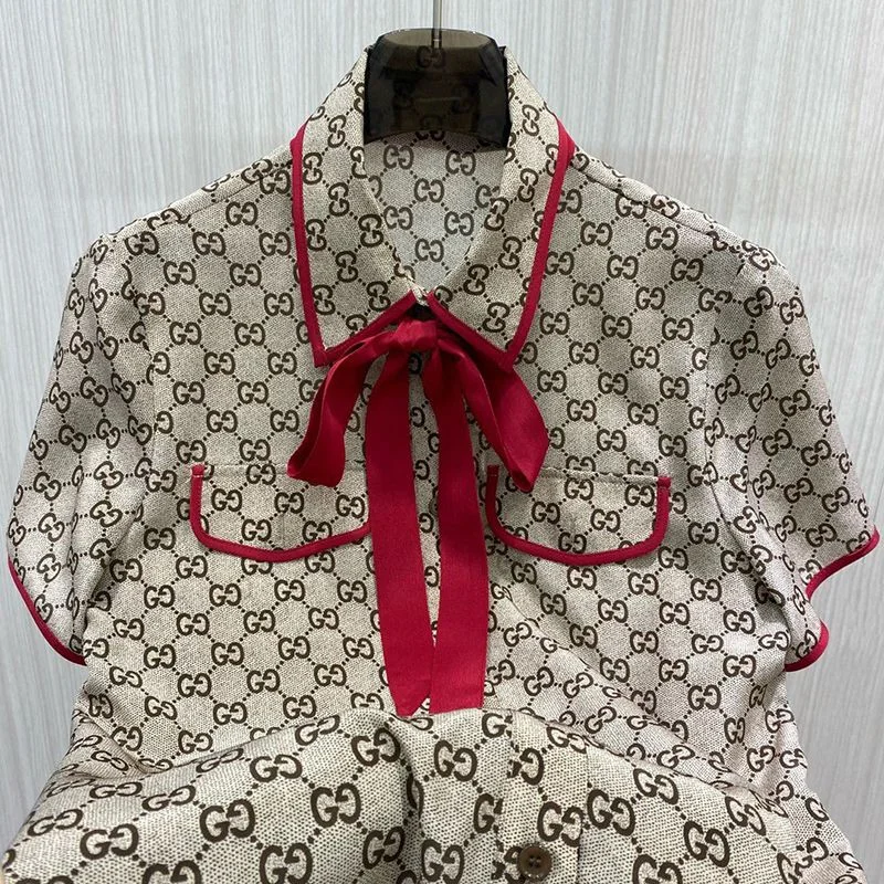 春夏新作【人気】グッチ☆ボーリングシャツ コピー パオナップル 半袖 GGロゴ guj07517