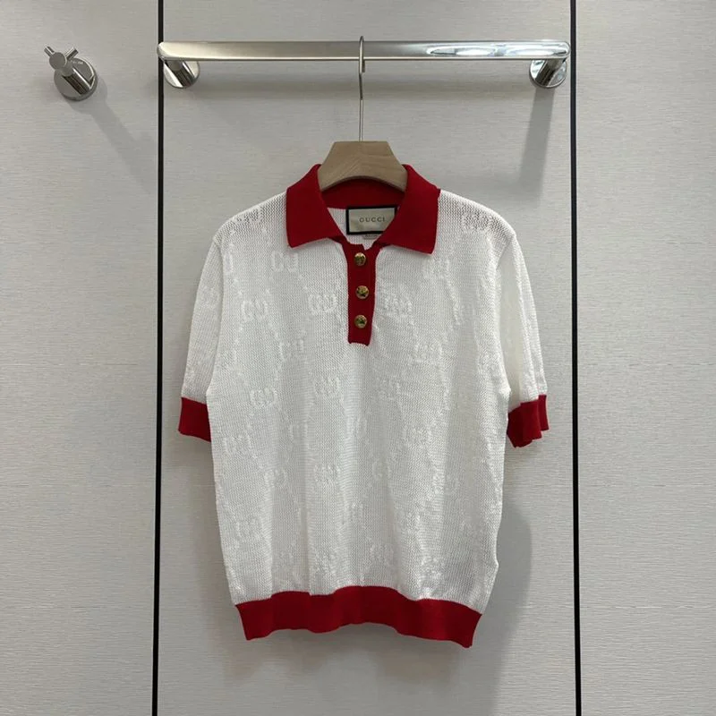 超話題!22新作 グッチ GGニット ストライプコットン ポロミニTシャツ コピー guj76575