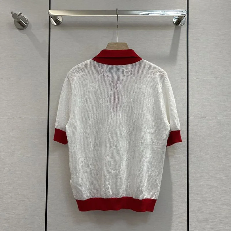 超話題!22新作 グッチ GGニット ストライプコットン ポロミニTシャツ コピー guj76575