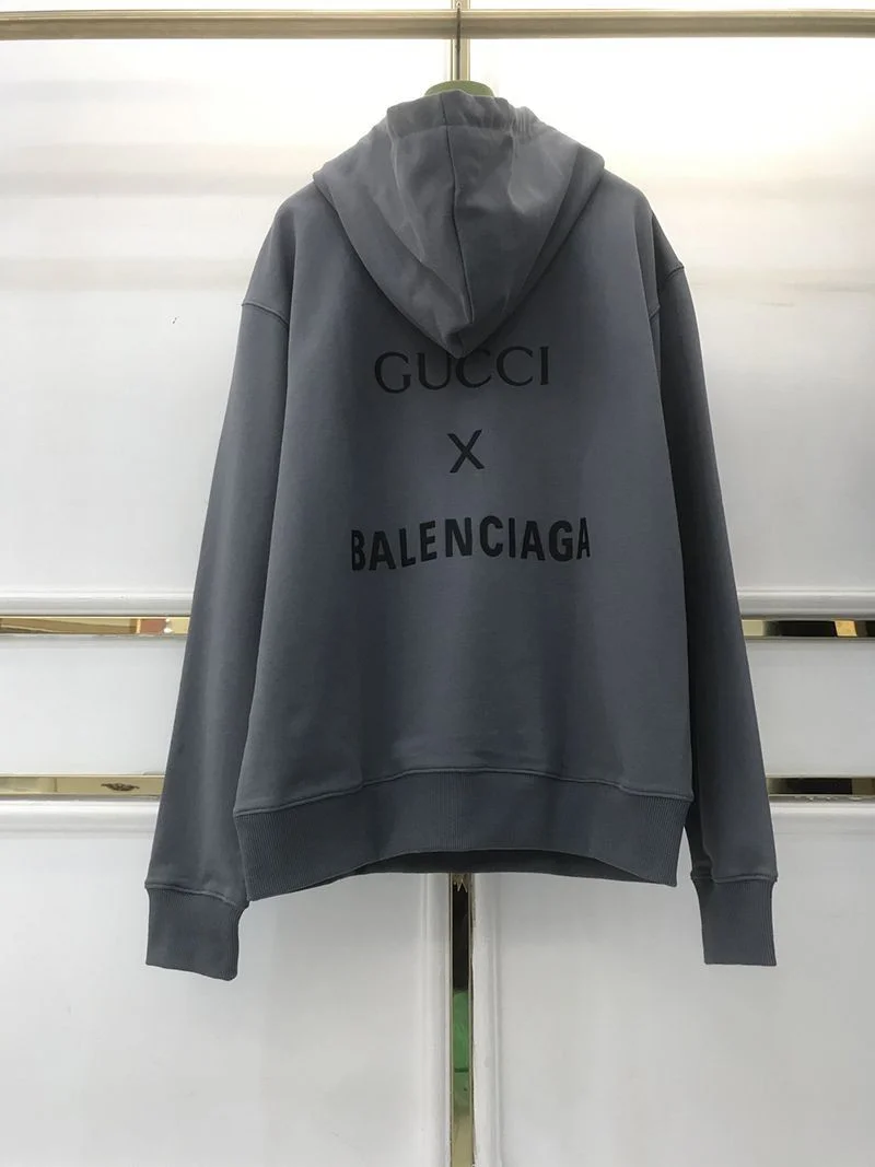 【限定カラー】グッチ×バレンシアガ 偽物 グレー コットン パーカー guk16446