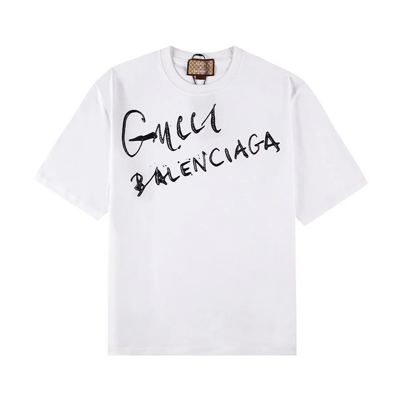 大人気！グッチ×バレンシアガ ロゴ Tシャツ 偽物 ホワイト guo12364