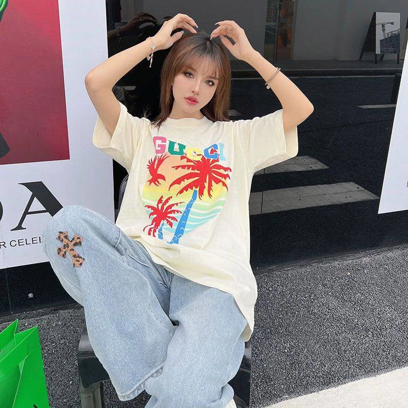 一目惚れ♪グッチ ヤシ コットン Tシャツ コピー guo68402
