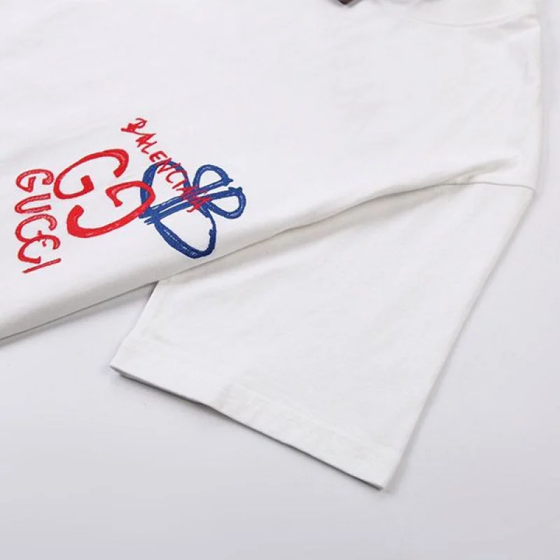 稀少グッチ バレンシアガ コラボ ロゴ ホワイトTシャツ 偽物 gut01192