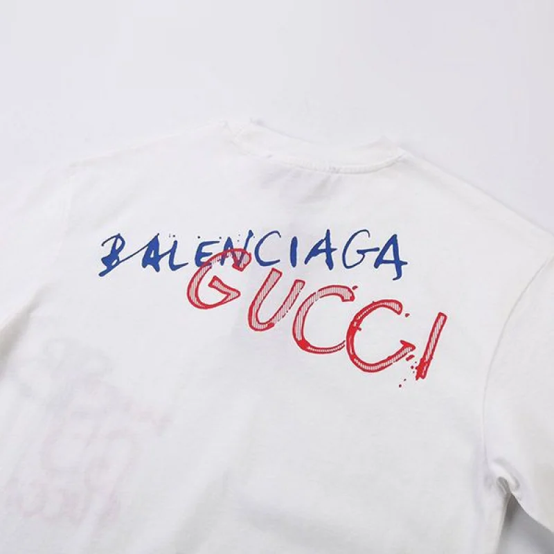 稀少グッチ バレンシアガ コラボ ロゴ ホワイトTシャツ 偽物 gut01192