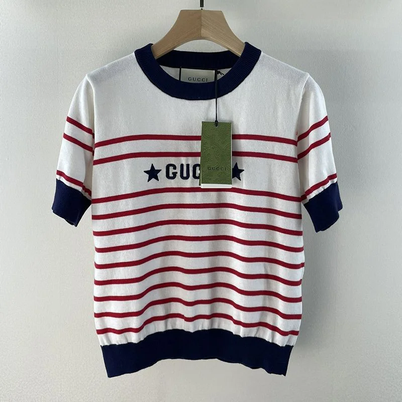 【日本未発売】グッチ ストライプ コットン 半袖 Tシャツ スーパーコピー guw08454