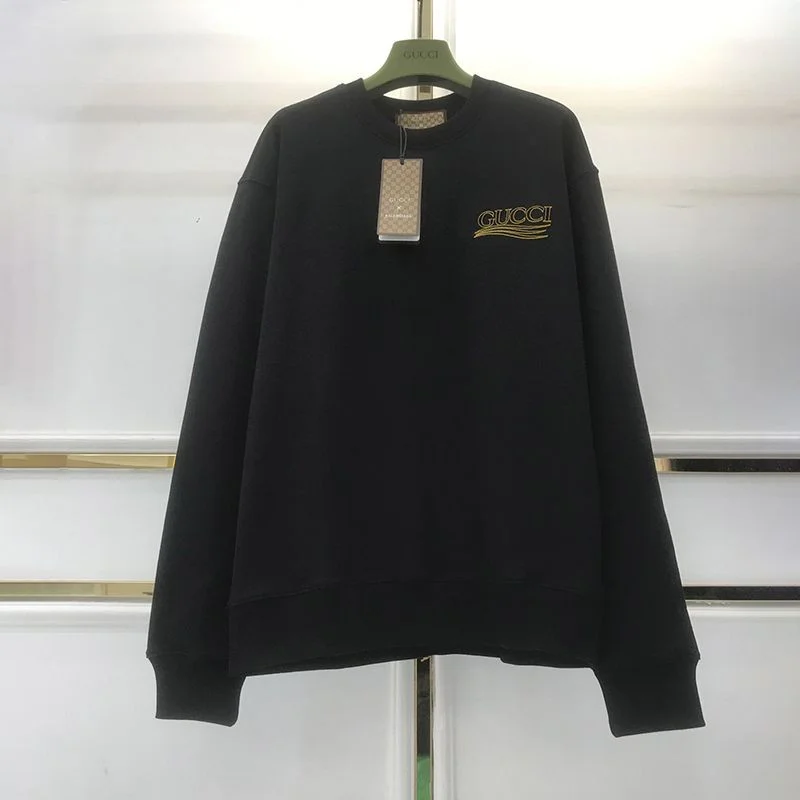 超話題!バレンシアガ×グッチ コピー ブラック コットンスウェットシャツ guy03800