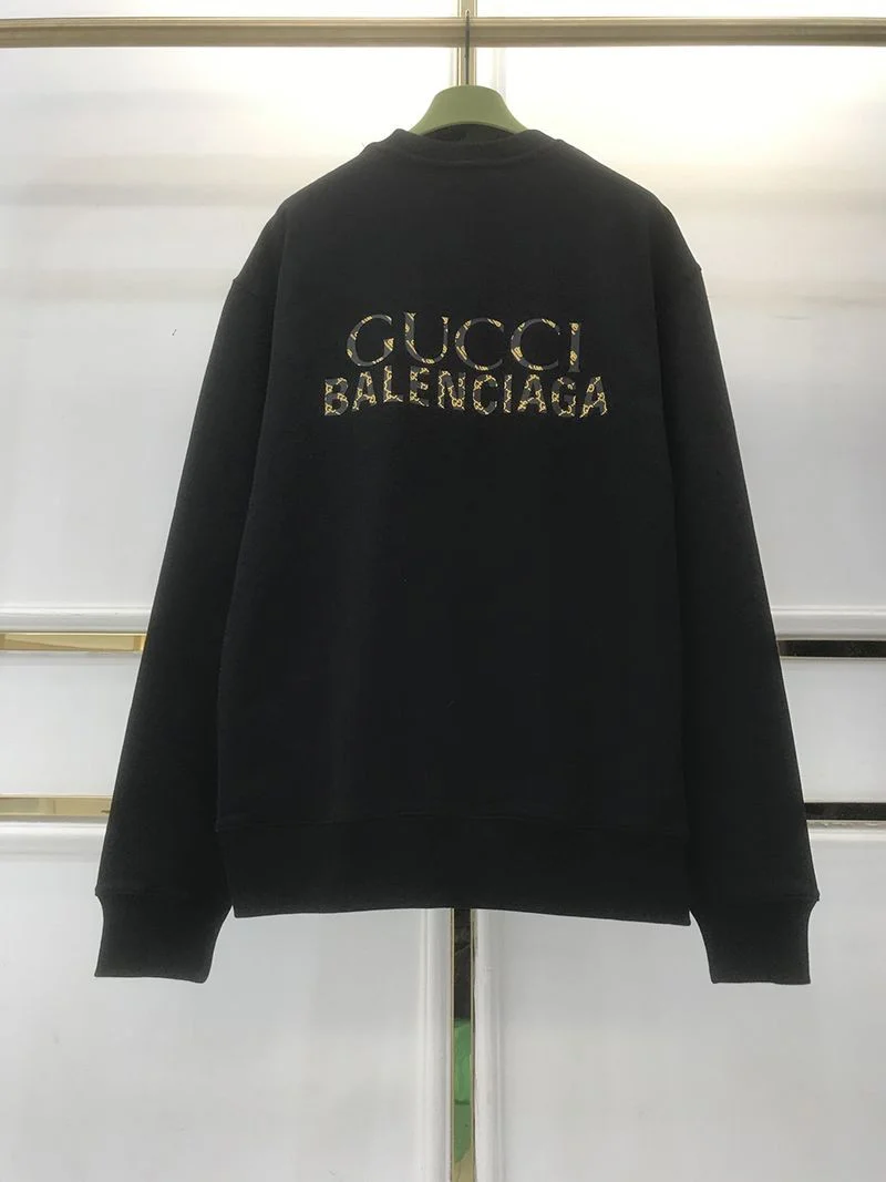 超話題!バレンシアガ×グッチ コピー ブラック コットンスウェットシャツ guy03800