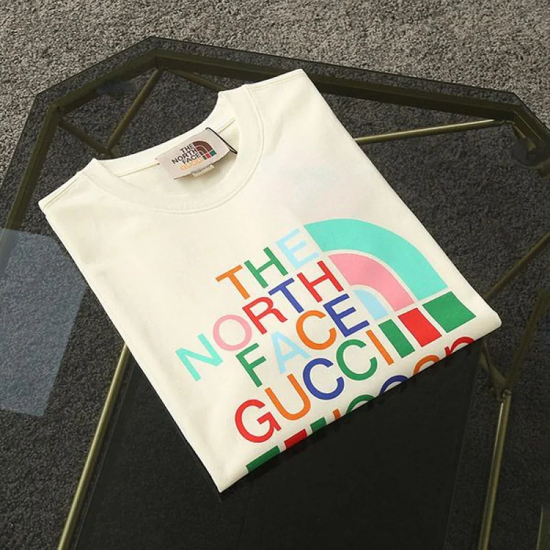 ギフトに最適ノースフェイス グッチ コピー ロゴ コットン Tシャツ 2色 guz86483