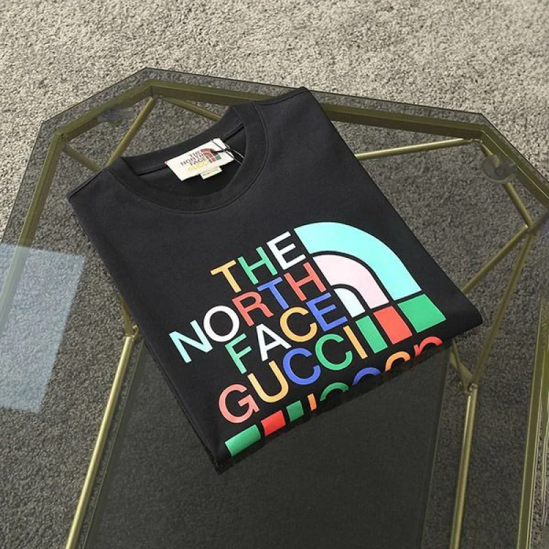 ギフトに最適ノースフェイス グッチ コピー ロゴ コットン Tシャツ 2色 guz86483