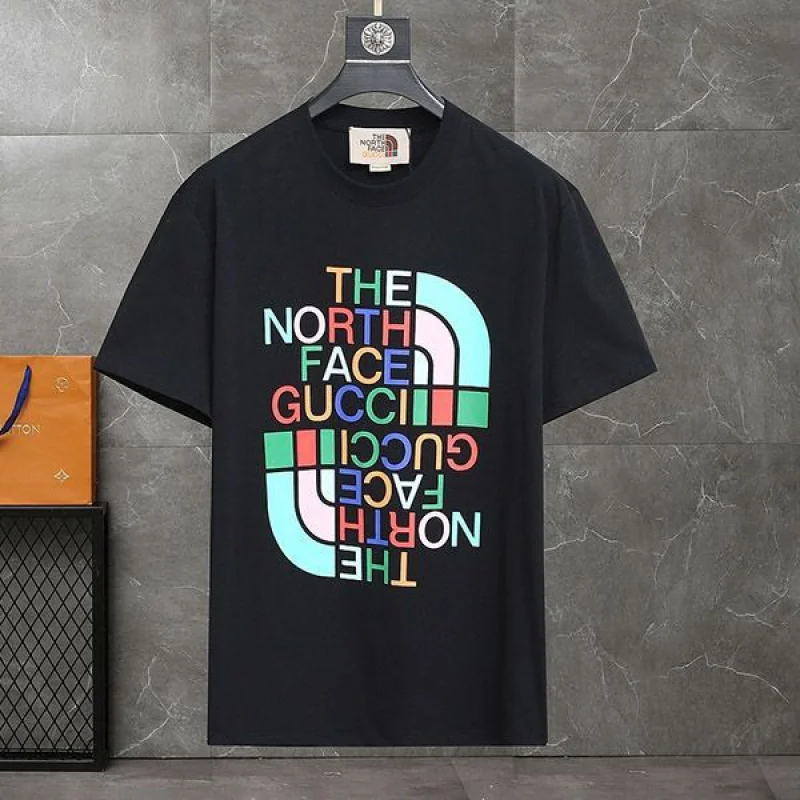 ギフトに最適ノースフェイス グッチ コピー ロゴ コットン Tシャツ 2色 guz86483